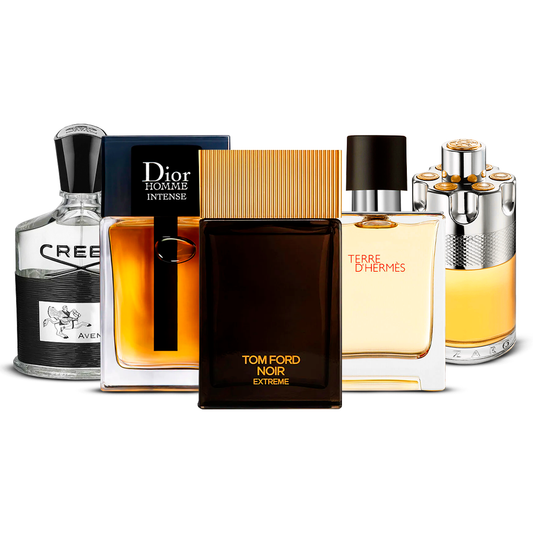 Set di 5 Profumi – Creed Aventus, Dior Homme Intense, Tom Ford Noir Extrême, Terre d'Hermès e Azzaro Wanted [100 ml ciascuno]