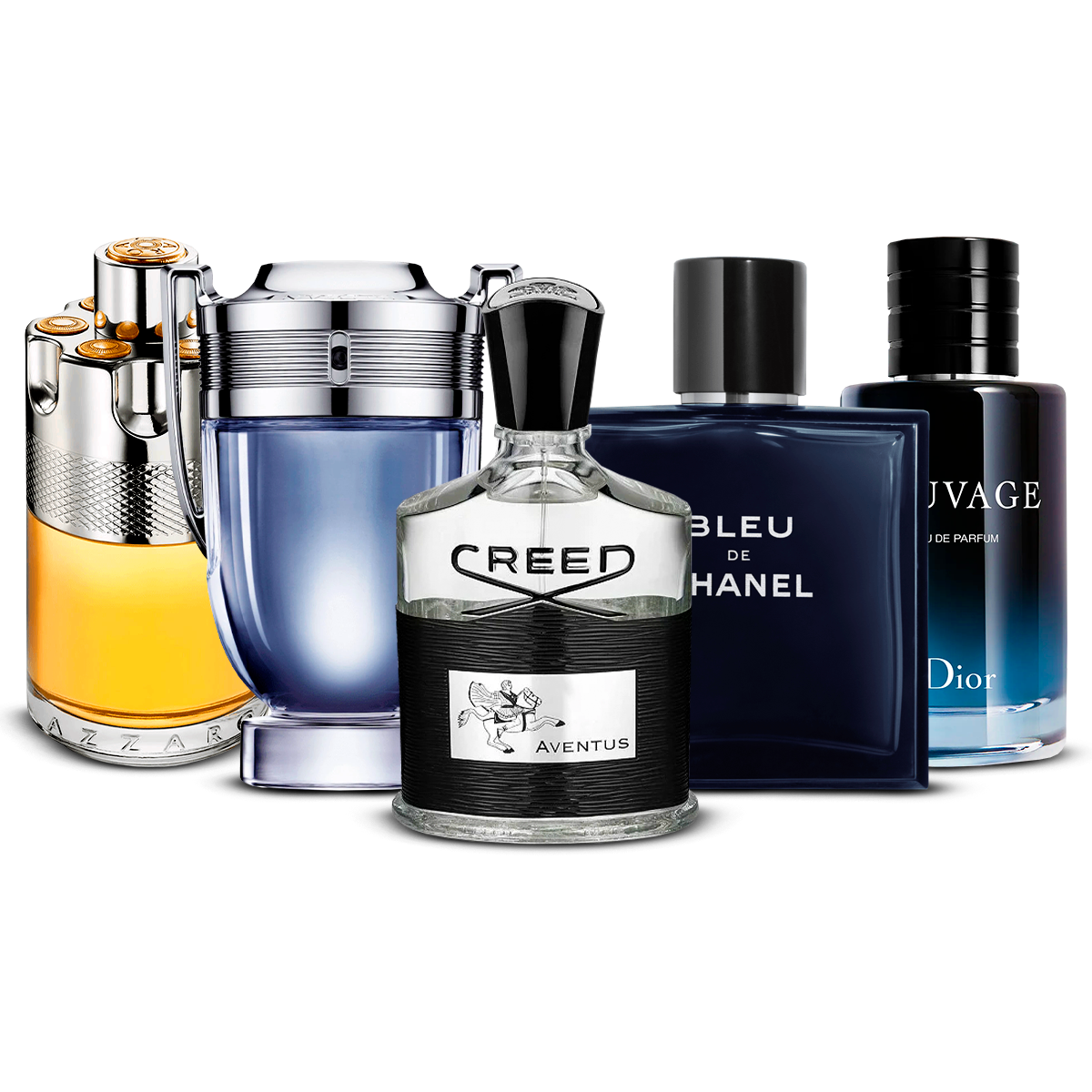 Set di 5 Profumi – Azzaro Wanted, Invictus, Creed Aventus, Bleu de Chanel e Sauvage [100 ml ciascuno]