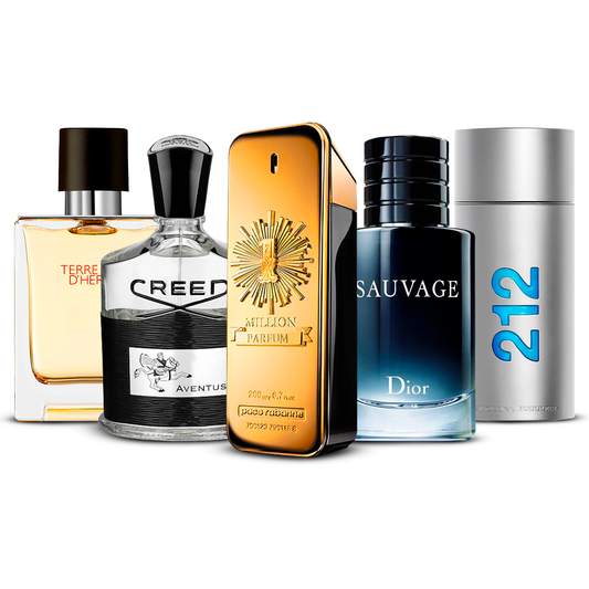 Set di 5 Profumi – Terre d'Hermès, Creed Aventus, 1 Million, Sauvage e 212 Men [100 ml ciascuno]