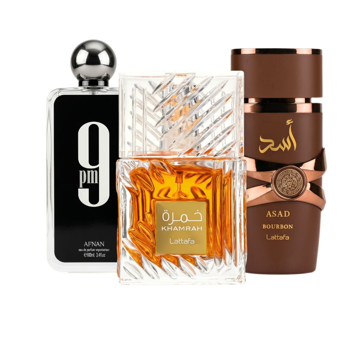 Set di 3 Profumi | Afnan 9PM + Khamrah + Asad Bourbon 100 ml