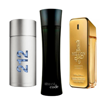 Set di 3 Profumi | 212 Men NYC, Paco Rabanne One Million, Armani Code Homme 100 ml