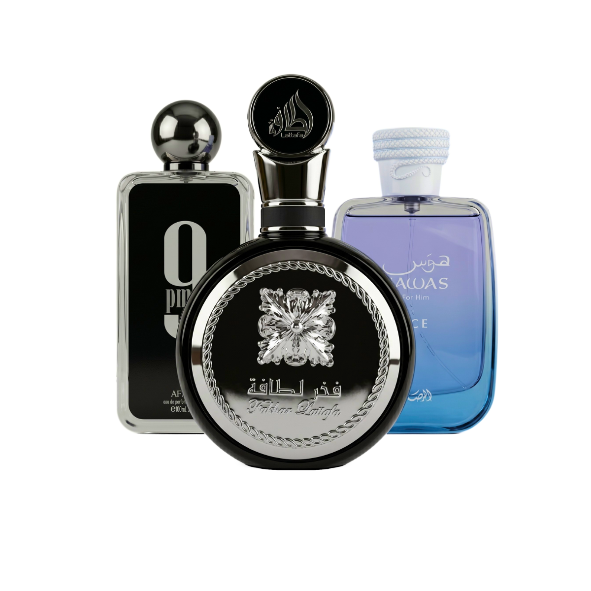Set di 3 Profumi | Hawas Ice + 9AM Dive + Fakhar Black 100 ml