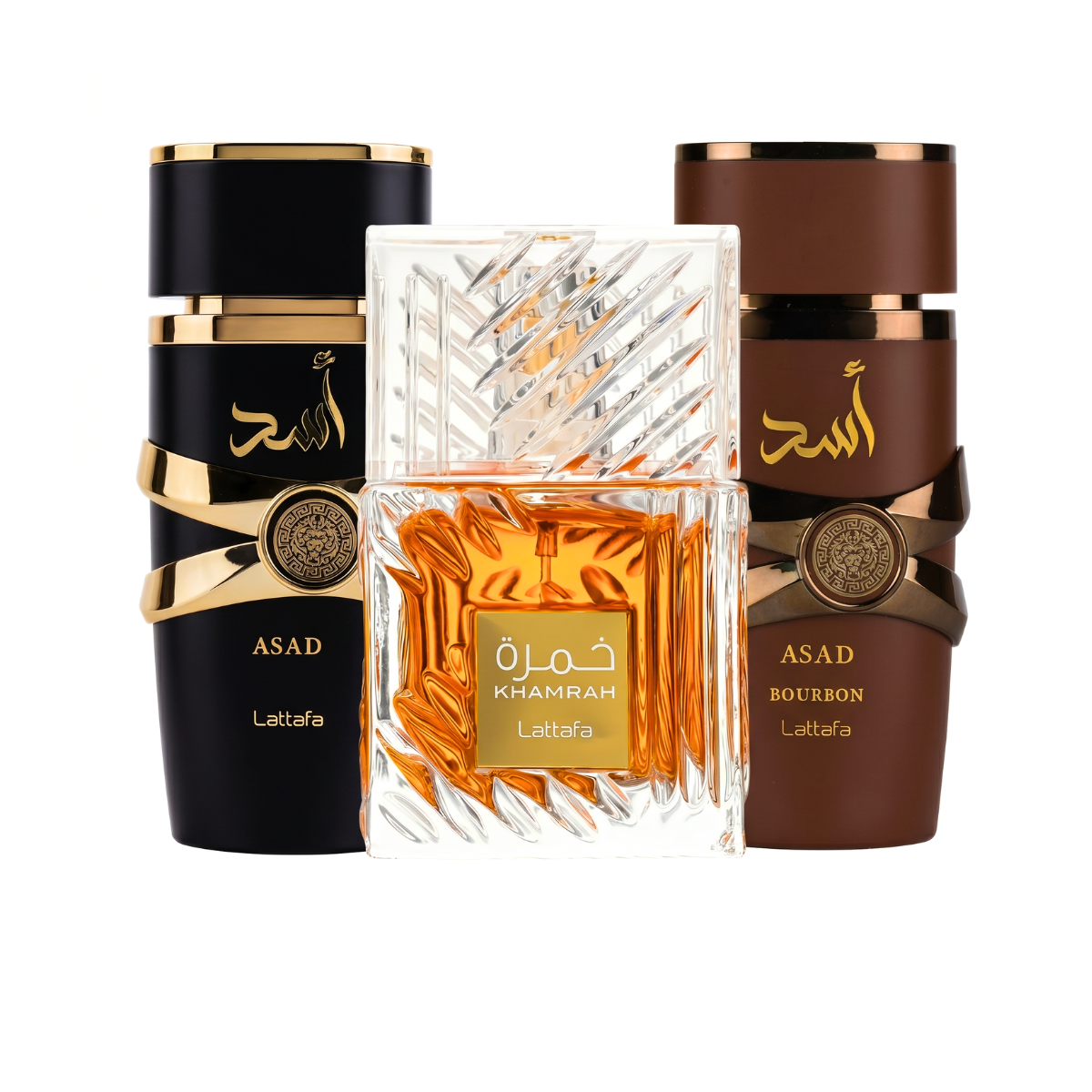 Set di 3 Profumi | Lattafa Asad + Asad Bourbon + Khamrah 100 ml