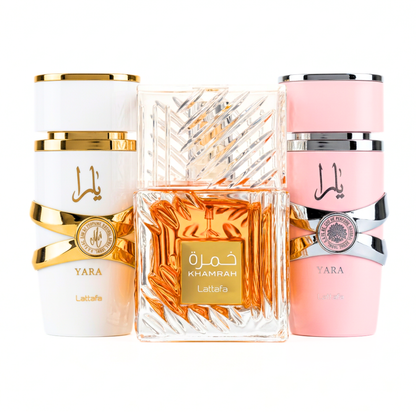 Set di 3 Profumi | Yara (Rosa) + Yara Moi + Khamrah 100 ml